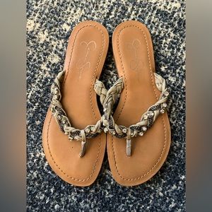 Jessica Simpson Braided Thong Sandals - Size 6.5 - Gray